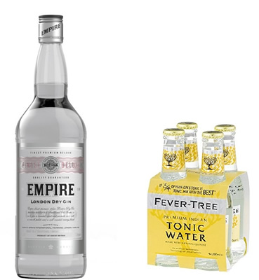 Kit Gin Tonic: 1 bt Empire Gin + 24 bt Fever Tree Tonic